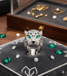 Anillo Panther de moissanita en plata de ley con piedra de moissanita - Product Image 1