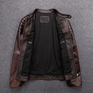 Chaqueta de Invierno de Cuero Genuino de Oveja/Vaca de Primera Calidad para Hombre, Chaqueta de Cuero con Cuello Clásico para Hombre - Product Image 4