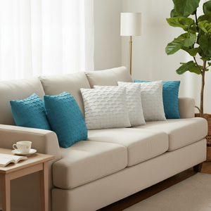 SOGA 6PC 45cm Navy Blue and Pure White Decorative <b>Pillow</b> Cover Set Scalloped Wave Design for <b>Sofa</b> or Bedroom - Product Image 2