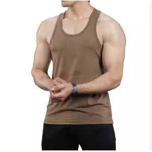 Camiseta sin mangas de alta calidad para hombre, transpirable, 100% algodón, para gimnasio, entrenamiento físico, con función de secado rápido de BD - Product Image 1