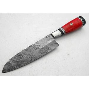 Ahmad Fabric Custom Handmade 13-Inch Damascus Steel Chef <b>Knife</b> with Leather Sheath Beautiful Handle Customizable Supported - Product Image 4