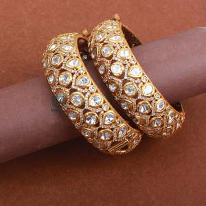 Shivika Gold Plated Copper & Brass Designer Polki Bangles-Ethnic Trendy Bracelets - Product Image 5