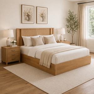 Premium Wooden Platform <b>Bed</b> <b>Frame</b> With Headboard Modern Bedroom Furniture OEM ODM Customized Design Available - Product Image 6