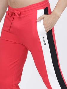 Pantalon de survêtement rouge pour homme 100 % coton, respirant, anti-transpiration, taille élastique avec cordon de serrage, style streetwear décontracté, en maille - Product Image 2