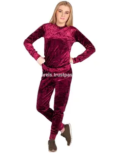 Tuta sportiva da donna Comfort leggero, tuta da salotto in velluto Velour Set tuta senape oro