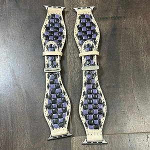 Bracelet de montre en cuir à carreaux authentique vintage, nouveau bracelet en cuir ciselé à la main avec boucle en métal, universel pour diverses marques de montres intelligentes - Product Image 4