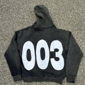 Conjunto Deportivo de Alta Calidad con Logotipo Personalizado, Sudadera con Capucha y Pantalones Deportivos de Felpa, con Camiseta con Efecto Desgastado para Hombre - Product Image 2