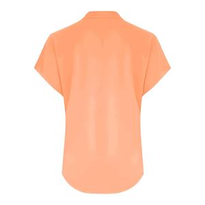 T-shirt décontracté pour femme grande taille, couleur unie, col en V, manches courtes, boutonnage frontal, col rond décontracté, manches courtes boutonnées - Product Image 2