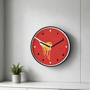 12 Inch Tomato Pasta Restaurant Theme Red Black Silent Quartz Analog <b>Wall</b> <b>Clock</b> <b>Kitchen</b> Dining Room Cafe Décor - Product Image 2