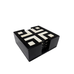 Ensemble de 4 sous-verres en résine et MDF faits à la main avec support, sous-verres carrés écologiques, logo personnalisé, décoration intérieure et article cadeau - Product Image 1