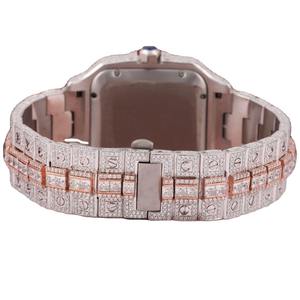 Reloj de hombre con esfera cuadrada de diamantes de alta calidad, moderno y a la moda, con diamantes y visualización de fecha para hombre - Product Image 3