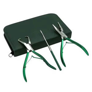 Ensemble de pinces pour extensions de cheveux en acier inoxydable avec poignée verte, outils professionnels pour l'installation et le retrait, kit d'extensions de cheveux - Product Image 4