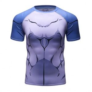 Hot Sale Factory Direct BJJ Rash Guard Customized Spandex and Polyester Fabric Short Sleeve <b>Printed</b> MMA Rash Guard for Men's - Product Image 3