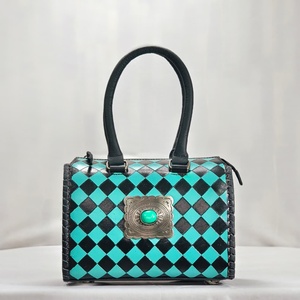 Conjunto de Bolsos de Viaje de Diseño Duradero con Cierre de Cremallera y Asas Dobles, Patrón a Cuadros Vintage, Cuero Genuino de Lujo - Product Image 4