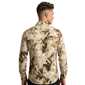 Beige Brown Mens Long Sleeve <b>Shirt</b> Button Front Modern Slim Fit Casual Eco-Friendly Quick Dry Breathable <b>Party</b> Holiday Smart - Product Image 2