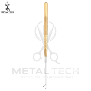 Aiguille à crochet micro-anneau pour extensions capillaires avec manche en métal doré, outil professionnel pour salon de coiffure - Product Image 5