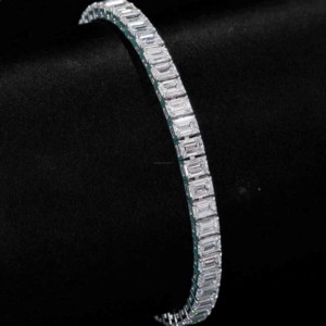 Elegant Emerald Cut Diamond <b>Bracelet</b> in White Gold Minimal Luxury Tennis <b>Bracelet</b> for Women Timeless Fine Jewelry Gift for Her - Product Image 1