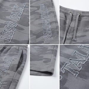 Shorts amples brodés pour femme, en molleton épais 420 GSM, style baggy, motif camouflage, longs - Product Image 6