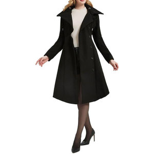 Abrigo largo tipo gabardina para mujer - Abrigo de lana de invierno con solapa gótica, abrigo grueso con capucha OEM ODM - Product Image 3