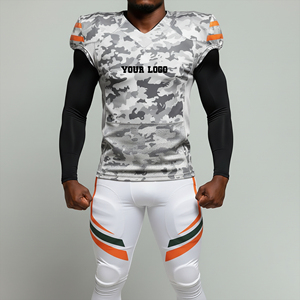 Conjuntos de Uniformes de Fútbol Americano Profesionales Hechos a Medida, 100% Poliéster, Diseño de Camuflaje Personalizado, Manga Corta, Transpirables - Product Image 1