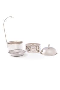 Calentador de Comida Redondo de Acero Inoxidable de Lujo al por Mayor para Buffet con Tapa Colgante y Perforada - Product Image 2
