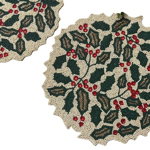 Napperons perlés, napperons brodés non glissants, napperons brodés en lin de table, napperon brodé d'Inde - Product Image 1