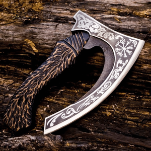 Cuchillo para Pizza de Acero al Carbono de Grado Industrial Hecho a Mano, Cortador Tipo Hacha Grabado, Picador con Mango de Madera, Regalo de Cocina - Product Image 1