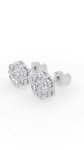 Élégantes boucles d'oreilles clous en diamant de laboratoire taille ronde, en or 14 carats, offrant une étincelle radieuse et un style intemporel et sophistiqué. - Product Image 2