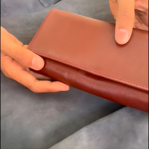Cartera de Cuero Genuino, Larga, Triple, con Cierre Magnético, Múltiples Ranuras para Tarjetas, Bolsillo para Efectivo, Organizador, Monedero con Cremallera Elegante - Product Image 3