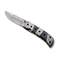 Couteau pliant de poche en acier Damas de qualité supérieure avec manche en métal, design luxueux, dureté 58HRC, garantie de 3 ans, OEM, camping et chasse