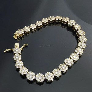 RB <b>Gems</b> Custom 925 Sterling Silver 14K Gold VVS Diamond Gemstone Fine Charm <b>Bracelet</b> Stylish Romantic STAR Iced Cuban Link Chain - Product Image 1