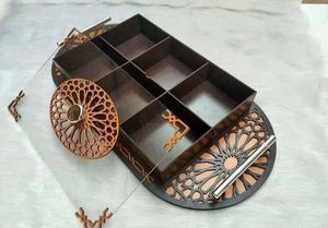 Boîte à chocolats en bois en forme de croissant avec plateau en acrylique, cadeau festif pour le Ramadan et l'Aïd, boîte de rangement pour chocolats et bonbons - Product Image 6