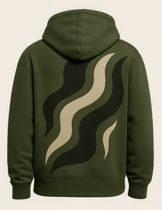 Sweat à capuche zippé pour homme en tissu vert olive avec motif paisley - Veste zippée confortable et élégante pour un usage décontracté - Product Image 3