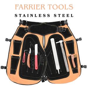 Tablier de sécurité pour fermeur, rembourré au dos, avec couteau à sabots courbé, lime double, marteau à sabots, outil de ramassage et outil de retrait de débris de sabot - Product Image 6