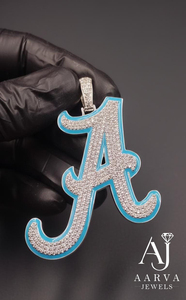 Pendentif initial en argent sterling 925 plaqué or, serti de moissanite, style hip-hop, personnalisé, unisexe - Product Image 3