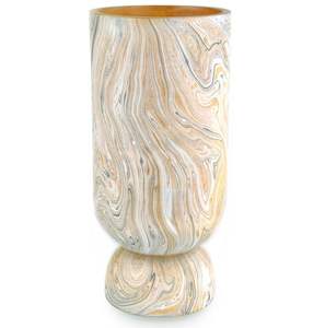 Jarrón de metal moderno nórdico con efecto mármol para decoración del hogar, jarrón decorativo de lujo con remolinos dorados y grises, maceta con pedestal para mesa. - Product Image 1