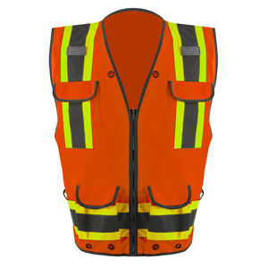 Vente en gros de vêtements de travail haute visibilité personnalisés, gilet de sécurité réfléchissant en toile, ANSI Classe 1, EN ISO 20471 Classe 2, LED clignotante, imperméable, multi-usages - Product Image 3