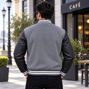 Veste universitaire personnalisée, corps en laine grise, manches en cuir noir, veste cadeau personnalisée, veste universitaire pour homme - Product Image 6