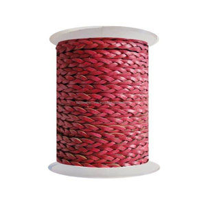 Cordon tressé en cuir 5 mm rouge foncé en rouleau cylindrique pour la fabrication de bracelets et la création de bijoux - Product Image 6