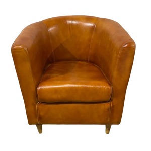 Elegant Leather Armchair with Upholstered Cushion Solid Wood Legs Comfortable Lounge Chair for Living Room Hotel and Office Use - Product Image 1