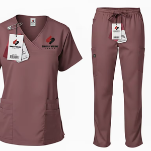 Durable Medical Scrub Uniform <b>Set</b> Unisex Hospital Nurse <b>Doctor</b> Workwear Soft Cotton Blend Professional Scrubs OEM Factory - Product Image 3