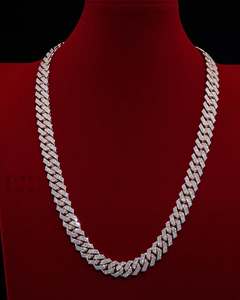 Cadena cubana Miami de plata maciza 925 con incrustaciones de moissanita VVS1, certificado GRA, probador de diamantes - Product Image 1