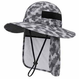 Custom Fishing <b>Hat</b> <b>Sun</b> Protection Boonie <b>Hat</b> Wide Brim Bucket <b>Hat</b> <b>Neck</b> <b>Flap</b> Camo Pattern Custom Outdoor Safari Fishing Cap - Product Image 5