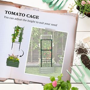 Fioriera zincata verde chiaro 60x60 cm con gabbia per pomodori per piante rampicanti e orto rialzato - Product Image 4
