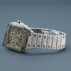 Reloj de Cuarzo Unisex de Lujo AMBER JEWELS, Caja Dorada, Esfera Hueca, Cristal de Zafiro, 46 mm, Movimiento Analógico, Cierre Plegable, Cronógrafo - Product Image 1
