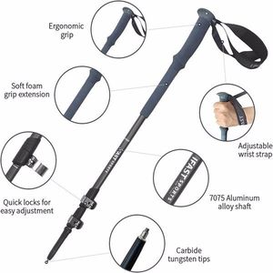 Coppia di Bastoncini da Trekking Regolabili Antiurto Pieghevoli in Alluminio Resistente per Camminata e Escursionismo, Modello per Mano Sinistra - Product Image 2