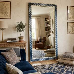 Miroir rectangulaire en os incrusté, cadre noir, style Art Déco indien, fait main, durable, à fixer au mur, vente en gros - Product Image 3
