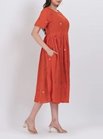 Jupe-robe plissée florale tissée à la main en coton 100 % écologique respirant de qualité supérieure, coupe ajustée mini trapèze pour femme, décontractée d'été