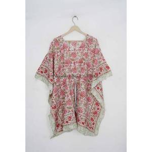 Robe mi-longue vintage pour femme, faite à la main, en coton, style kaftan, pour la nuit, avec dentelle, taille unique, lavable - Product Image 5