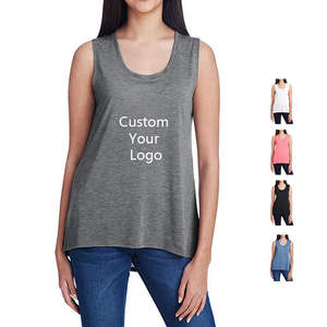 Camiseta sin mangas acanalada básica de alta calidad, personalizada para mujer, para deportes, yoga y fitness. - Product Image 1